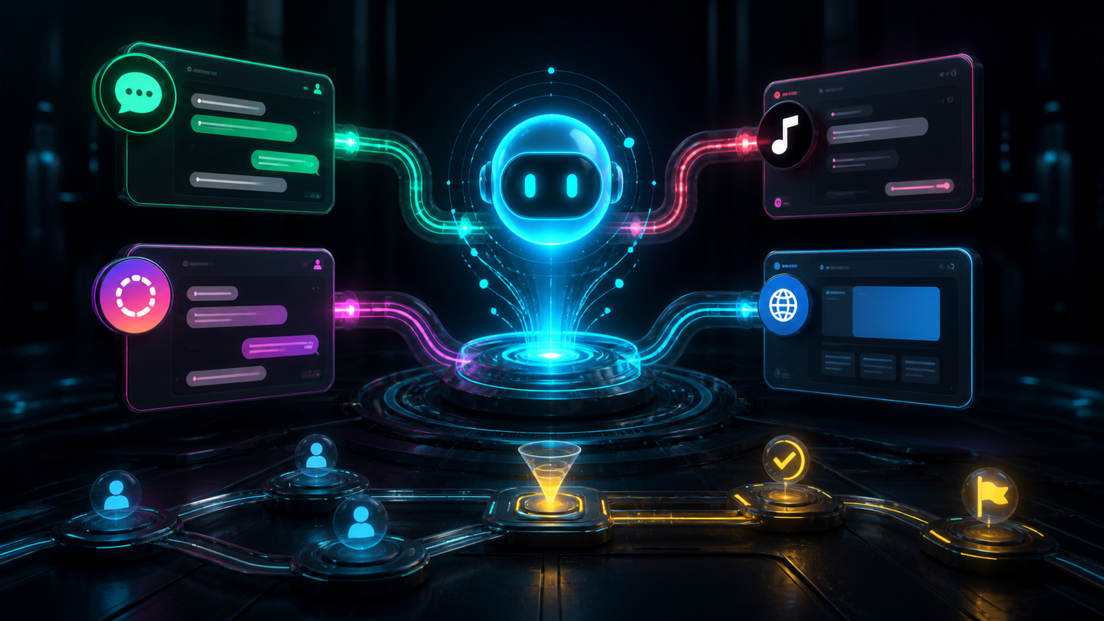 Central de inteligência artificial conectando canais de atendimento e qualificando leads